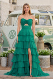 A-Line Sweetheart Layered Chiffon Sleeveless Formal Prom Dress