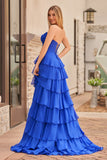 A-Line Sweetheart Layered Chiffon Sleeveless Formal Prom Dress
