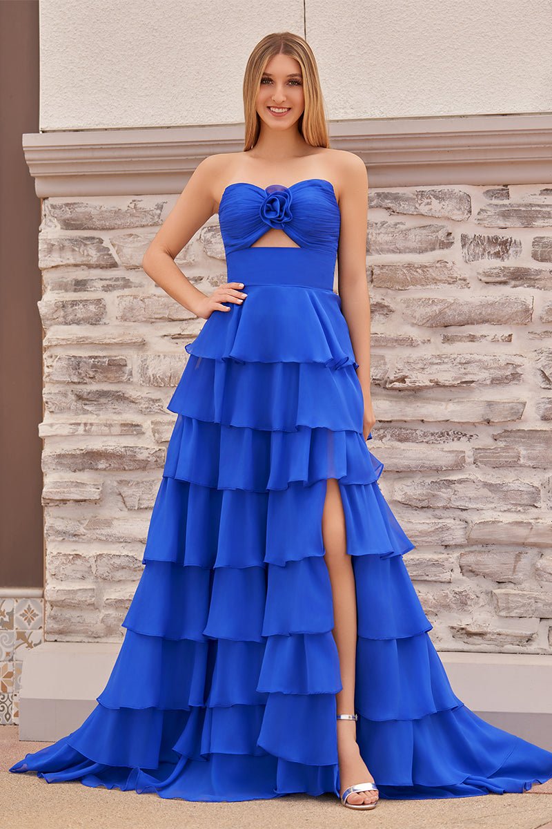 A-Line Sweetheart Layered Chiffon Sleeveless Formal Prom Dress
