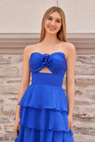 A-Line Sweetheart Layered Chiffon Sleeveless Formal Prom Dress