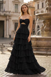 A-Line Sweetheart Layered Chiffon Sleeveless Formal Prom Dress