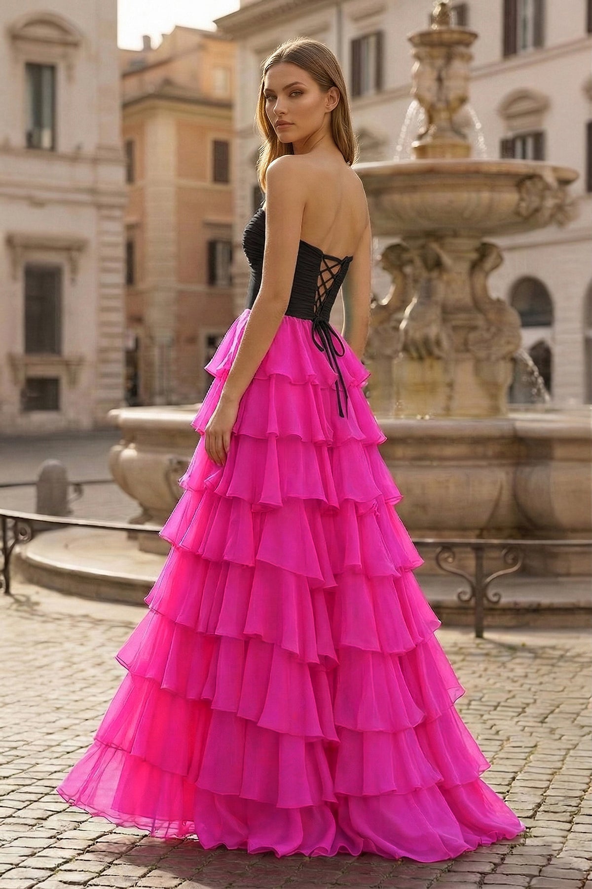 A-Line Sweetheart Layered Chiffon Sleeveless Formal Prom Dress