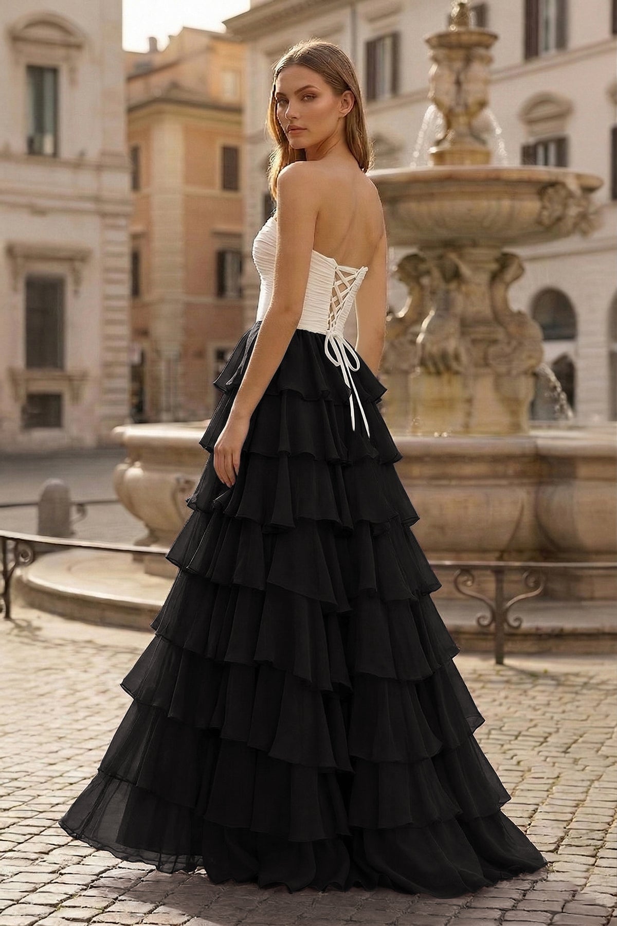 A-Line Sweetheart Layered Chiffon Sleeveless Formal Prom Dress