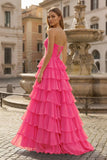 A-Line Sweetheart Layered Chiffon Sleeveless Formal Prom Dress