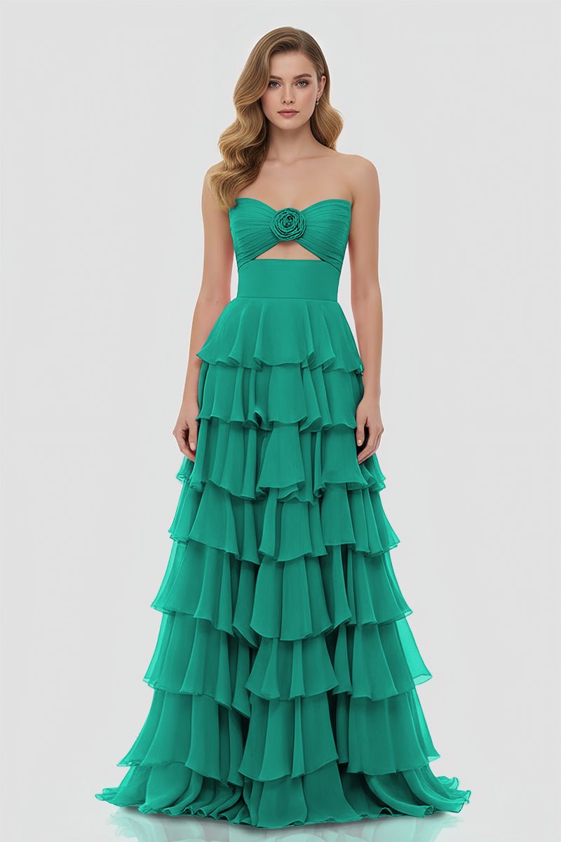A-Line Sweetheart Layered Chiffon Sleeveless Formal Prom Dress
