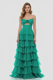 A-Line Sweetheart Layered Chiffon Sleeveless Formal Prom Dress