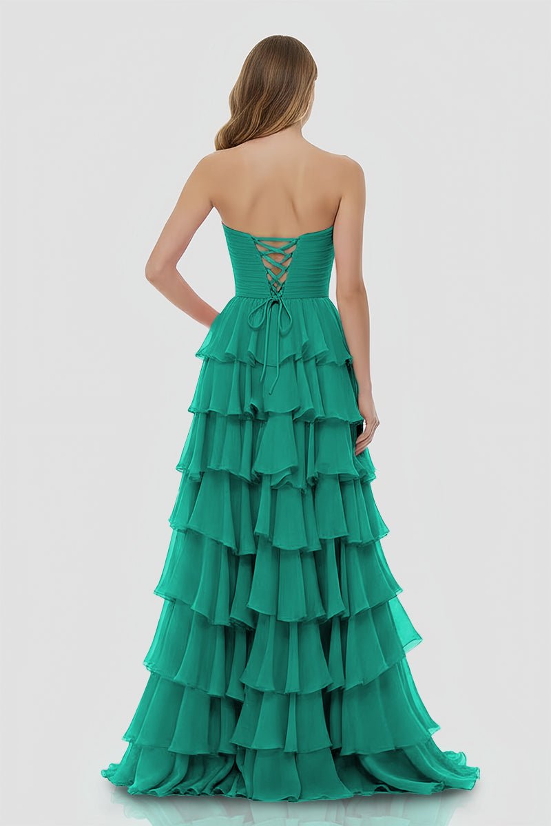 A-Line Sweetheart Layered Chiffon Sleeveless Formal Prom Dress