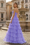 A-Line Sweetheart Layered Chiffon Sleeveless Formal Prom Dress