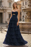 A-Line Sweetheart Layered Chiffon Sleeveless Formal Prom Dress