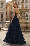A-Line Sweetheart Layered Chiffon Sleeveless Formal Prom Dress