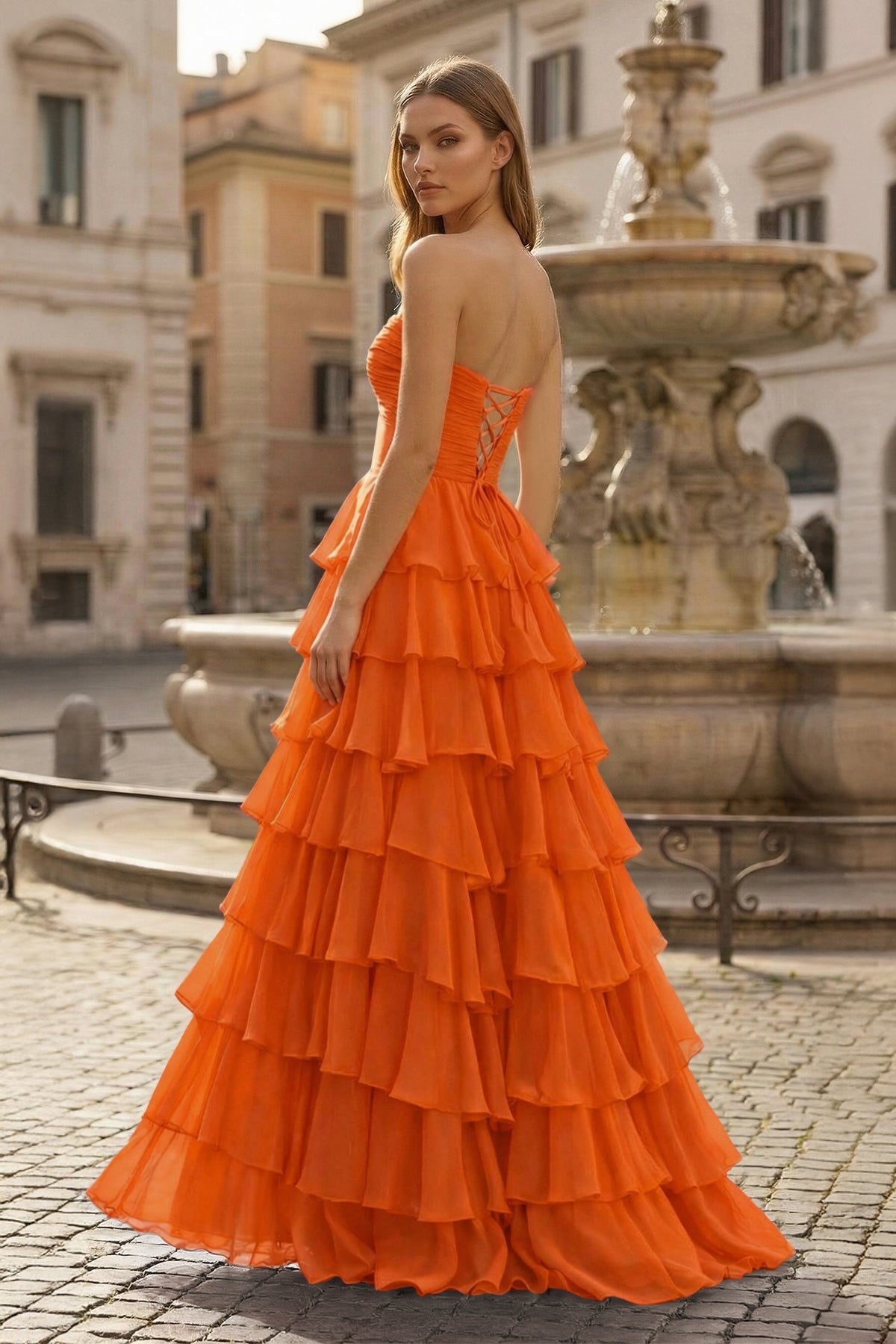 A-Line Sweetheart Layered Chiffon Sleeveless Formal Prom Dress