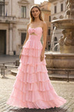 A-Line Sweetheart Layered Chiffon Sleeveless Formal Prom Dress