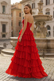 A-Line Sweetheart Layered Chiffon Sleeveless Formal Prom Dress