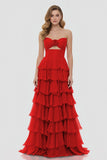 A-Line Sweetheart Layered Chiffon Sleeveless Formal Prom Dress