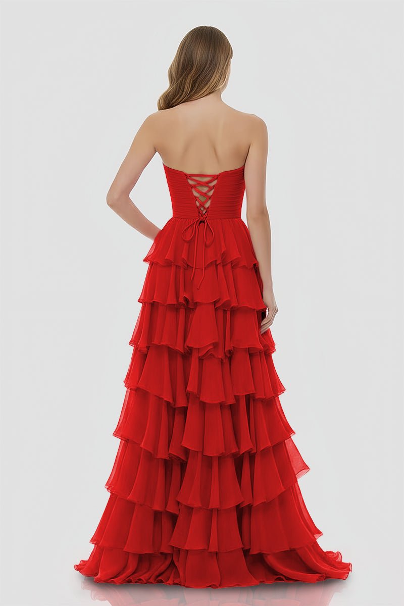 A-Line Sweetheart Layered Chiffon Sleeveless Formal Prom Dress