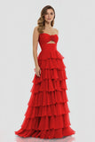 A-Line Sweetheart Layered Chiffon Sleeveless Formal Prom Dress