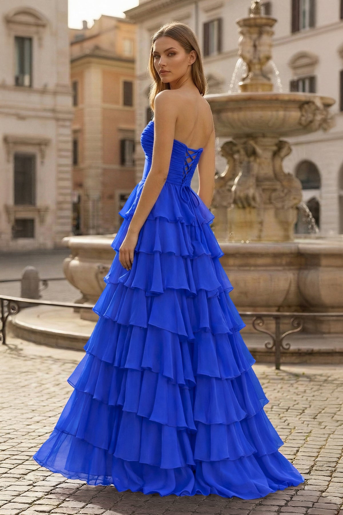 A-Line Sweetheart Layered Chiffon Sleeveless Formal Prom Dress