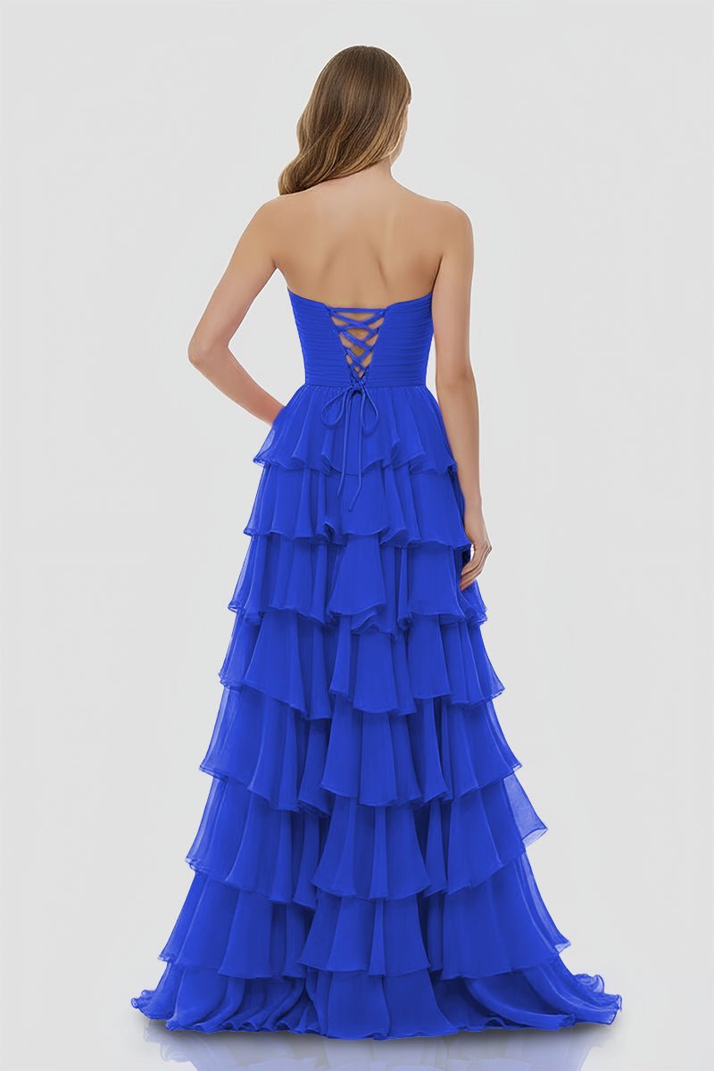 A-Line Sweetheart Layered Chiffon Sleeveless Formal Prom Dress