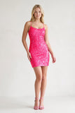 Bodycon Short Orange Scoop Neck Sequins Mini Party Dresses