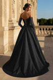 A-Line Lilac Sweetheart Satin Long Corset Prom Dress with Slit (Gloves are not Included)