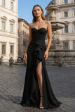 Sweetheart Orange Mermaid Long Party Dress with Slit