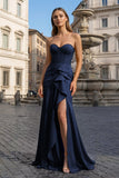 Sweetheart Orange Mermaid Long Party Dress with Slit