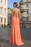 Sweetheart Orange Mermaid Long Party Dress with Slit
