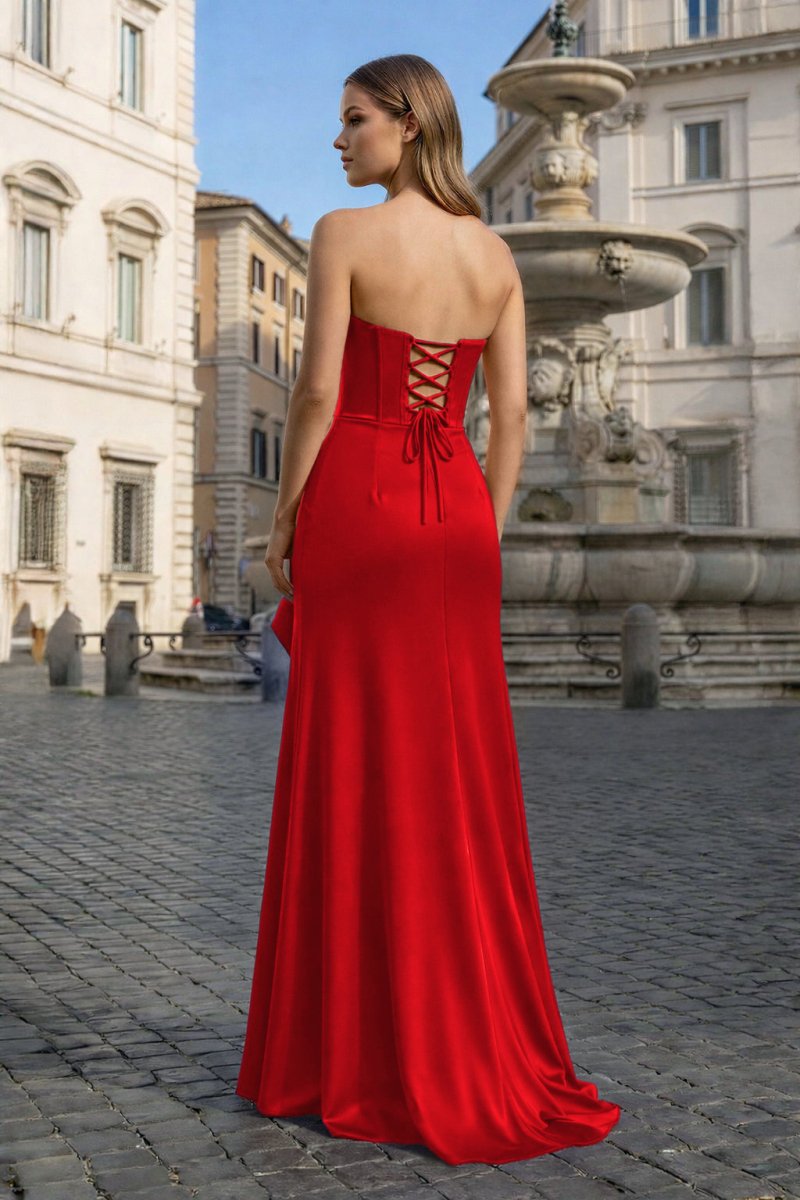 Sweetheart Orange Mermaid Long Party Dress with Slit