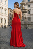 Sweetheart Orange Mermaid Long Party Dress with Slit