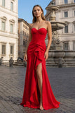 Sweetheart Orange Mermaid Long Party Dress with Slit