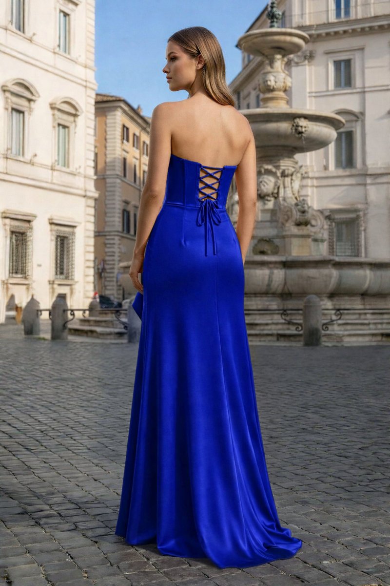 Sweetheart Orange Mermaid Long Party Dress with Slit