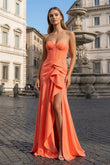 Sweetheart Orange Mermaid Long Party Dress with Slit
