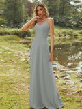 A-Line/Princess Chiffon Sash/Ribbon/Belt Sweetheart Sleeveless Floor-Length Bridesmaid Dresses Evening Dress