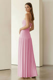 Yellow Strapless Sheath Pleated Long Prom Dresses With Slit