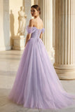 Princess Off the Shoulder Embroidering Tulle Sage Ball Gown