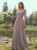 A-Line/Princess Chiffon Ruffles V-neck Sleeveless Floor-Length Bridesmaid Dresses Evening Prom Dress