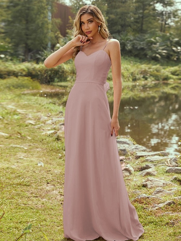 A-Line/Princess Chiffon Sash/Ribbon/Belt Sweetheart Sleeveless Floor-Length Bridesmaid Dresses Evening Dress