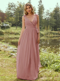 A-Line/Princess Chiffon Ruffles V-neck Sleeveless Floor-Length Bridesmaid Dresses Evening Prom Dress