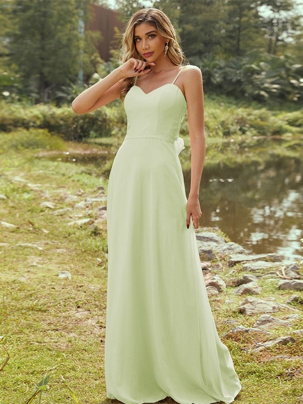 A-Line/Princess Chiffon Sash/Ribbon/Belt Sweetheart Sleeveless Floor-Length Bridesmaid Dresses Evening Dress