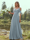 A-Line/Princess Chiffon Ruffles V-neck Sleeveless Floor-Length Bridesmaid Dresses Evening Prom Dress