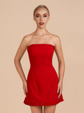 Red - A-Line Strapless Ruffles Mini Party Dresses