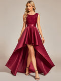 Elegant Sleeveless High-low Lace Top Wedding Guest Dress Prom Party Dresses Gowns