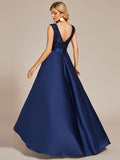 Elegant Sleeveless High-low Lace Top Wedding Guest Dress Prom Party Dresses Gowns