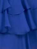 Royal Blue - Strapless A Line Ruffles Homecoming Dress With Beading