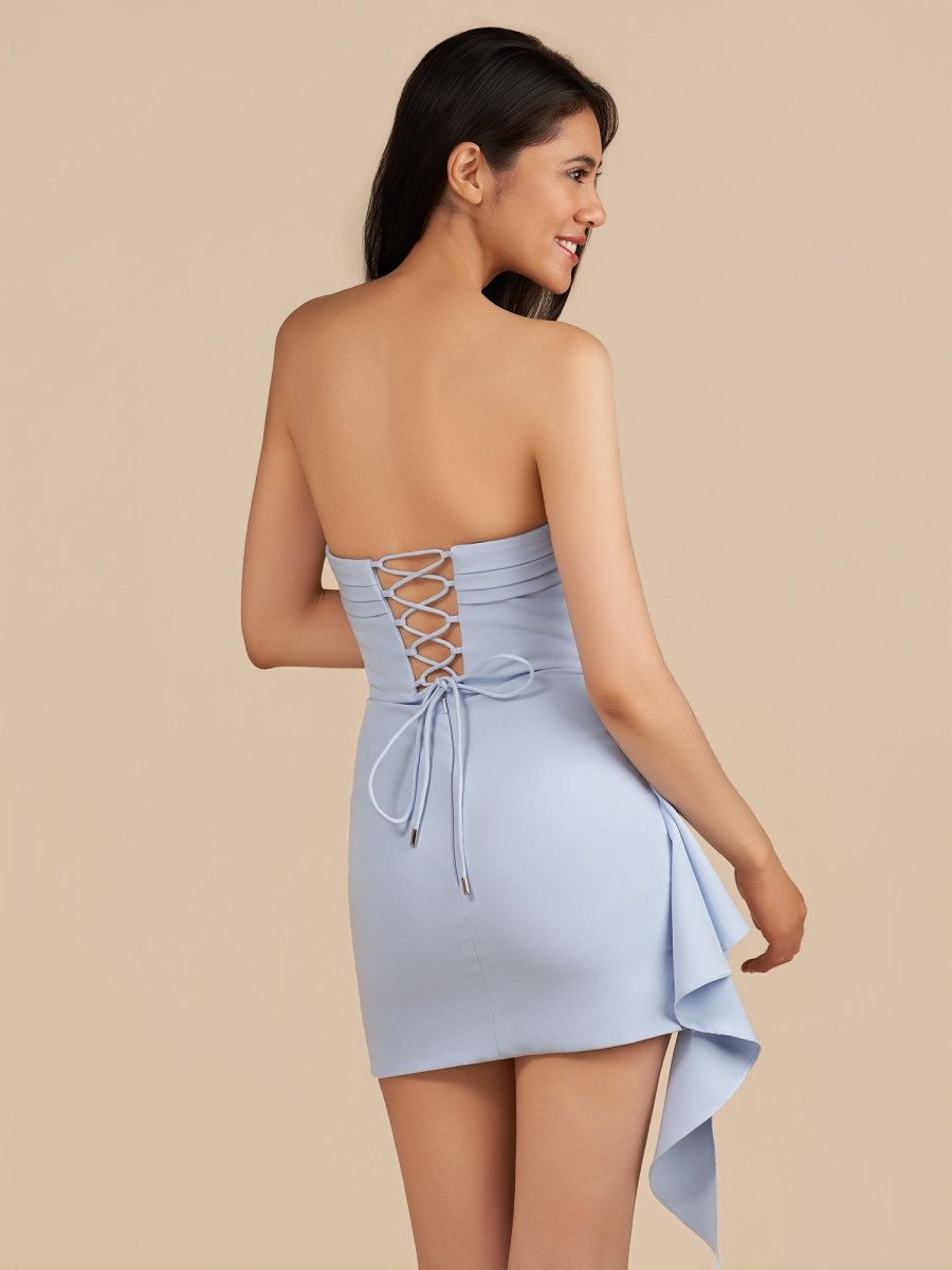 Yellow - Strapless Spandex Bodycon Homecoming & Cocktail Dress With Slit