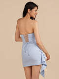 Yellow - Strapless Spandex Bodycon Homecoming & Cocktail Dress With Slit