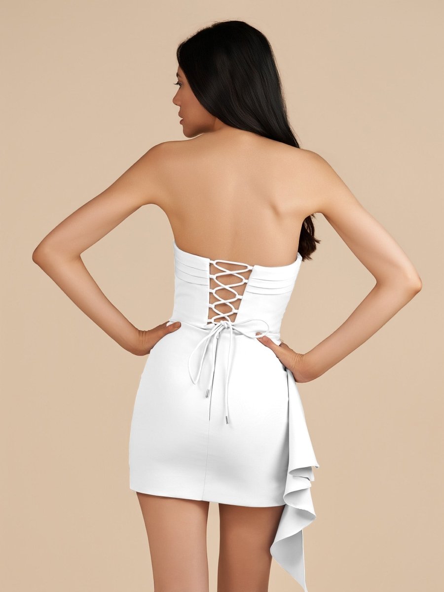 Yellow - Strapless Spandex Bodycon Homecoming & Cocktail Dress With Slit