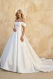 Elegant Gown Off the Shoulder White Satin Wedding Dresses