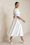 Elegant Bateau A Line Satin Knee-length Wedding Dress