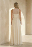 Elegant Bohemian Sleeveless Long A Line Chiffon Wedding Dresses